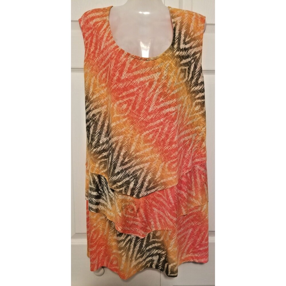 Catherine's Women's Tunic Top Multicolor Tropical Aztec Sleeveless Size 4X 30/32